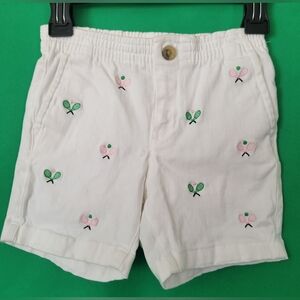 Embroidered White Twill Pull-On Tennis Shorts Janie And Jack Size 3 Boys Stretch